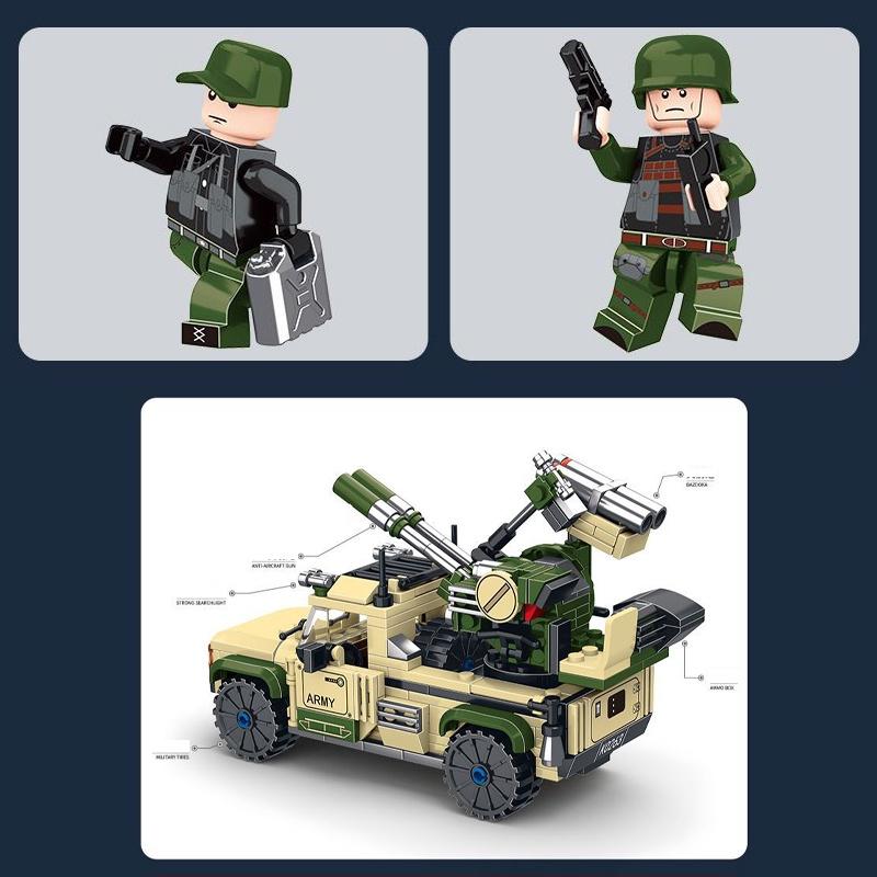 Đồ chơi Lắp ráp Xe Humvee Quân sự, Mingdi K0263 Heavy Weapons, Xếp hình thông minh, Mô hình quân sự