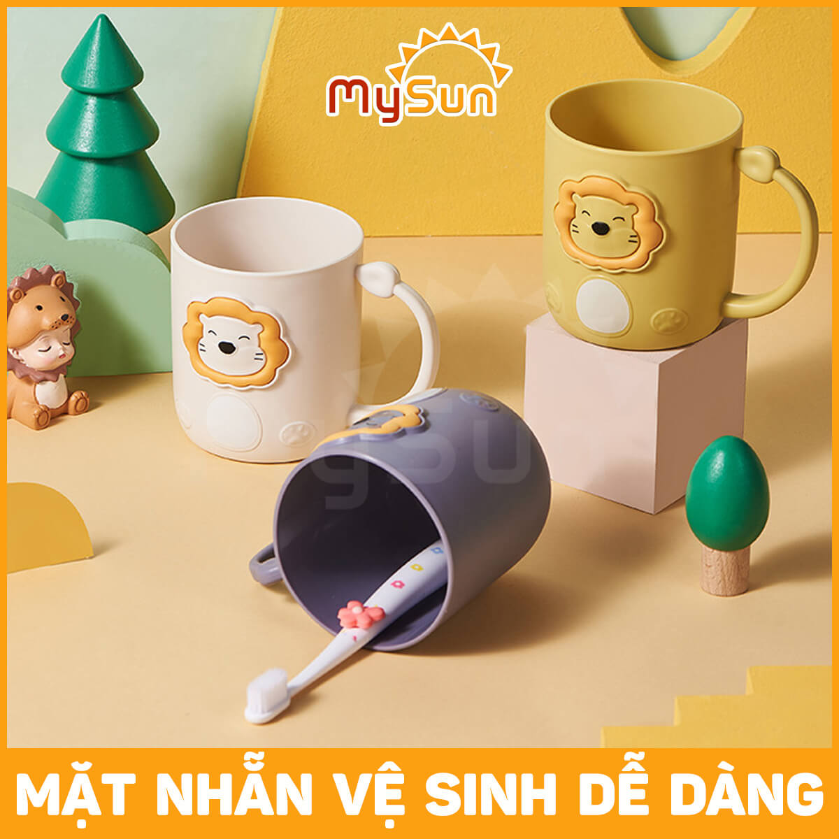 Ly cốc nhựa đánh răng cho bé gái trai cute cốc uống nước cho bé MySun