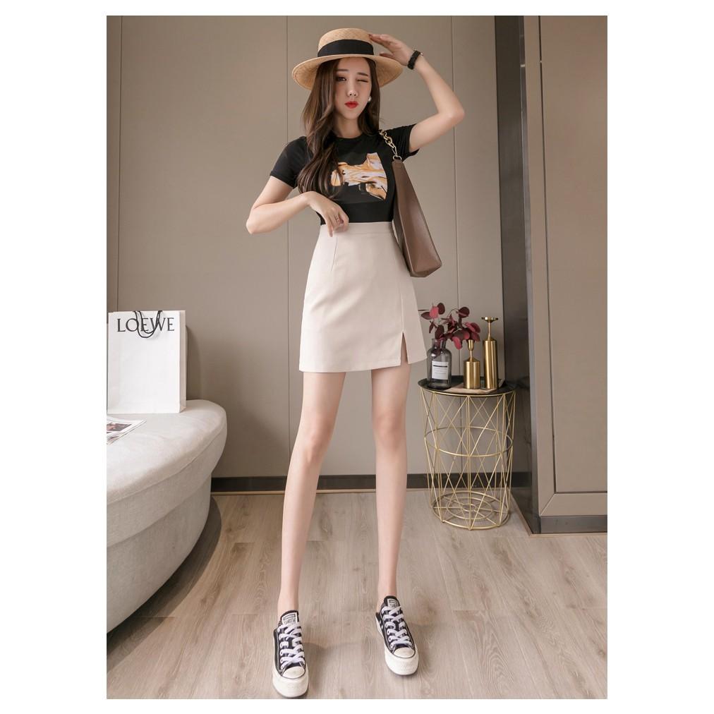 Chân Váy Chữ A Chân Váy Công Sở Lưng Cao Xẻ Tà  Màu Trơn Dễ Phối Đồ Trẻ Trung Thanh Lịch.