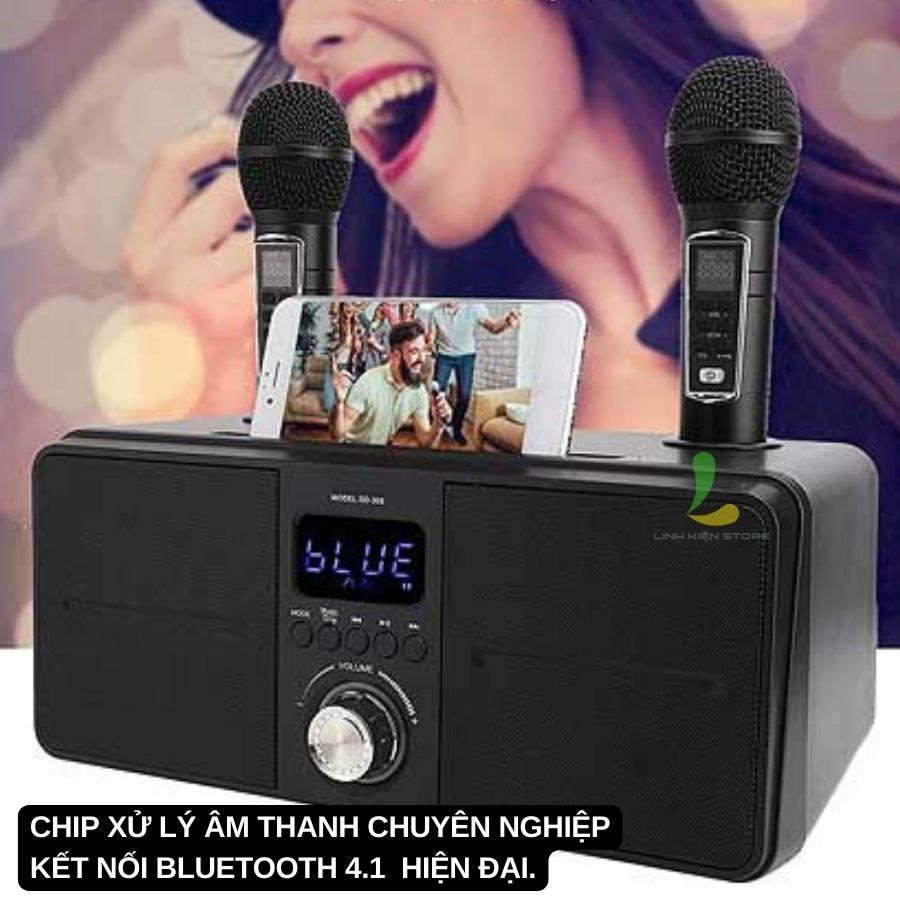 Loa Bluetooth Karaoke SD309 - Loa xách tay mini làm từ nhựa ABS kèm micro không dây xịn hát karaoke liên tục 5 giờ