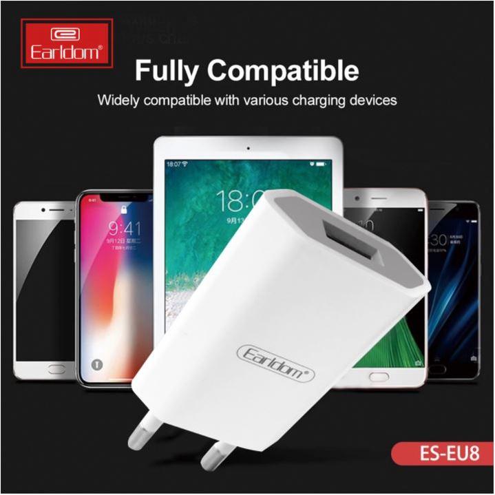 Bộ sạc nhanh iphone chính hãng Earldom ES - EU8 1 Cổng USB 5V/2A Thiết Kế Nhỏ Gọn Tiện Lợi -Hàng Chính Hãng