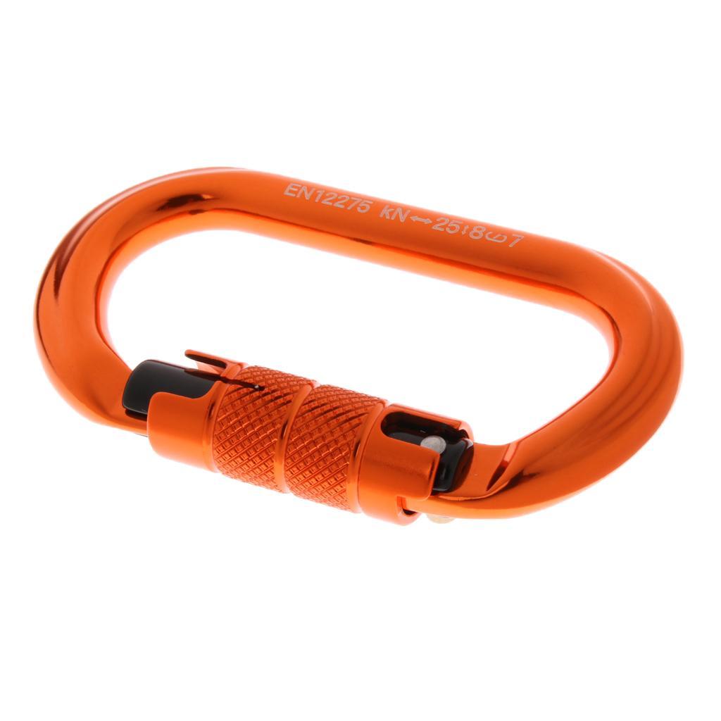 4xOval Climbing Carabiner 25KN Aluminum Auto Locking Carabiner orange