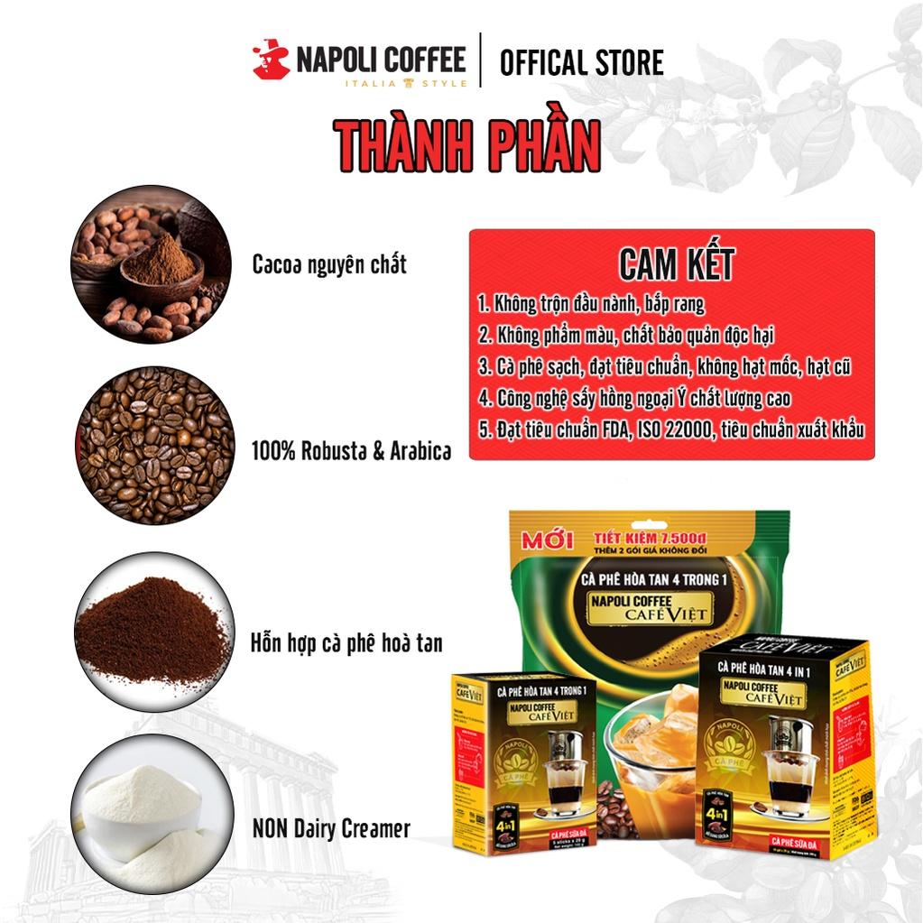 Cà Phê Sữa Đá Bổ Sung Socola Napoli Coffee (10 gói x 29g) - Cafe SẠCH, Hạt Robusta/Arabica Nguyên Chất