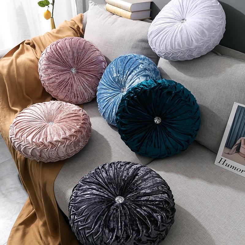 Vỏ Gối Đệm Sofa/Ghế Sofa Hình Tròn/Quả Bí Ngô Bằng Vải Nhung Trang Trí Nhà Cửa/Sofa 35x35cm