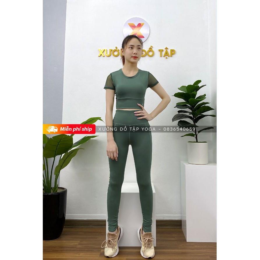 ️️ 100% ẢNH THẬT ️️ SET TẬP Yoga, Gym, Aerobic - Bộ tập yoga cộc tay phối lưới ️ ️