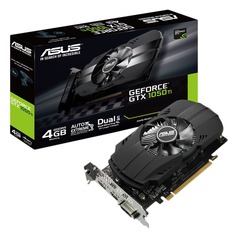 Card Màn Hình VGA ASUS PH-GTX1050TI 4GB 128bit 1Fan HDMI DVI DP - Hàng Chính Hãng