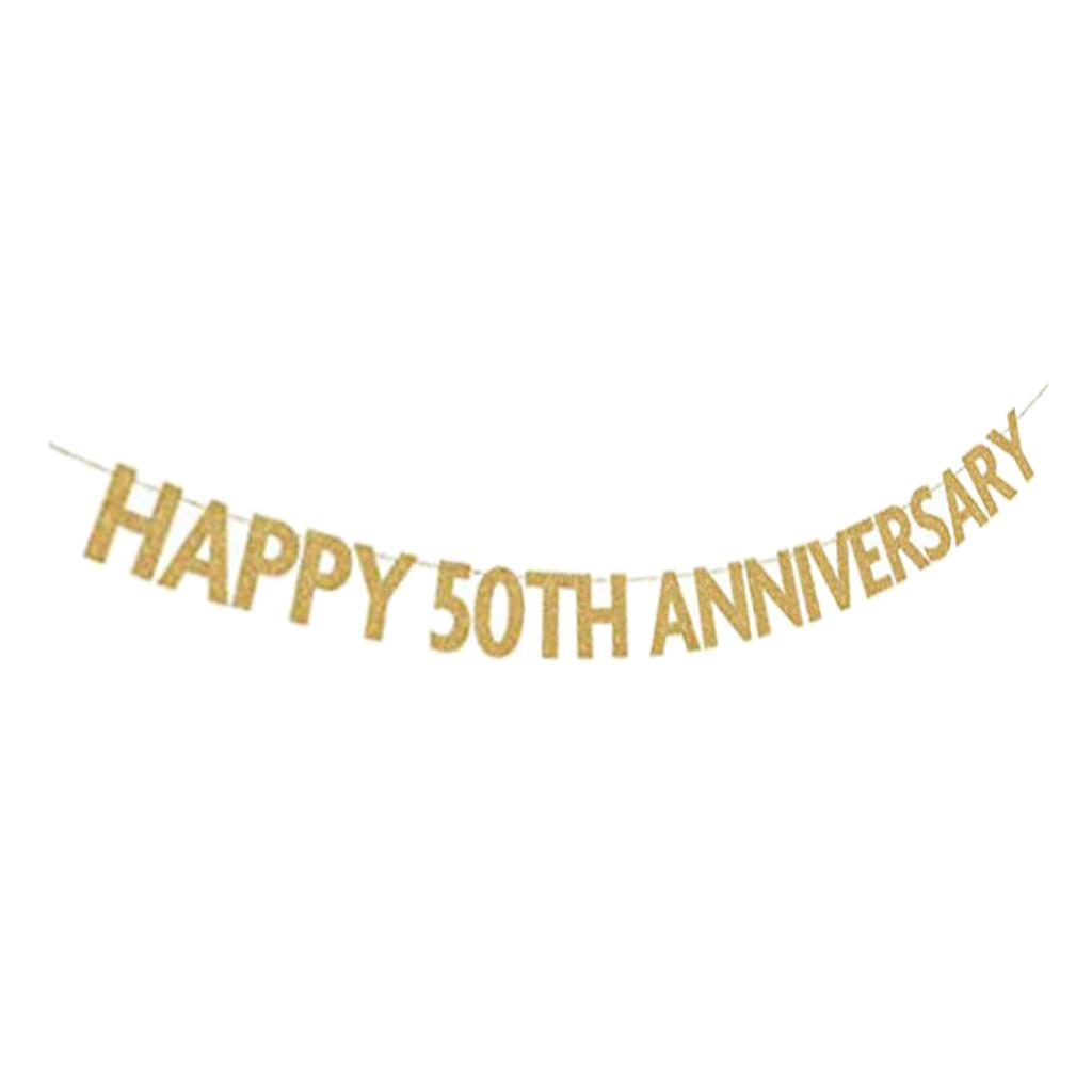 Happy 50th Anniversary Bunting Banner Garland Wedding Birthday Hanging Sign