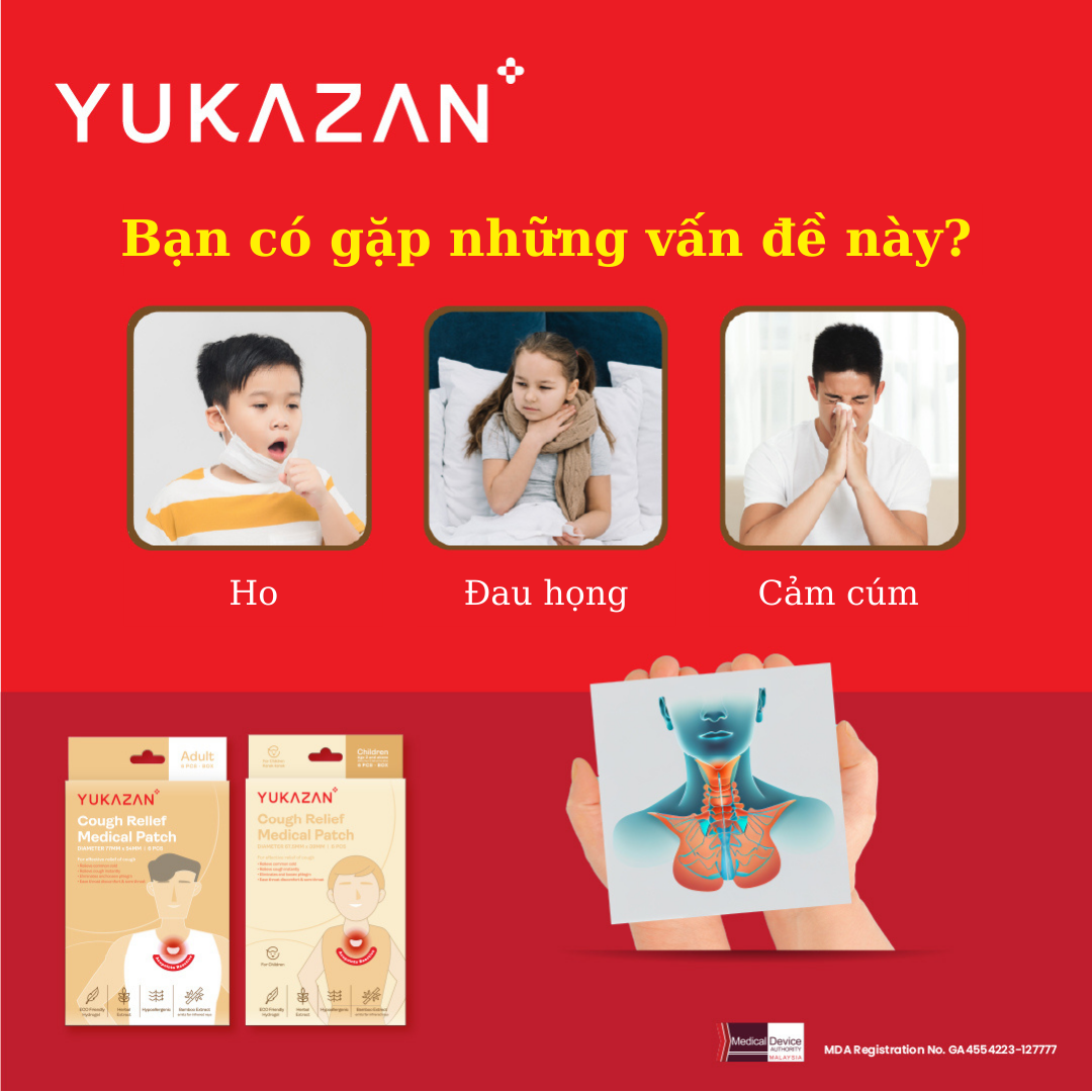 Miếng Dán Giảm Ho Yukazan Cho Người Lớn - Gói 2 Miếng Giảm ho - Giảm đờm