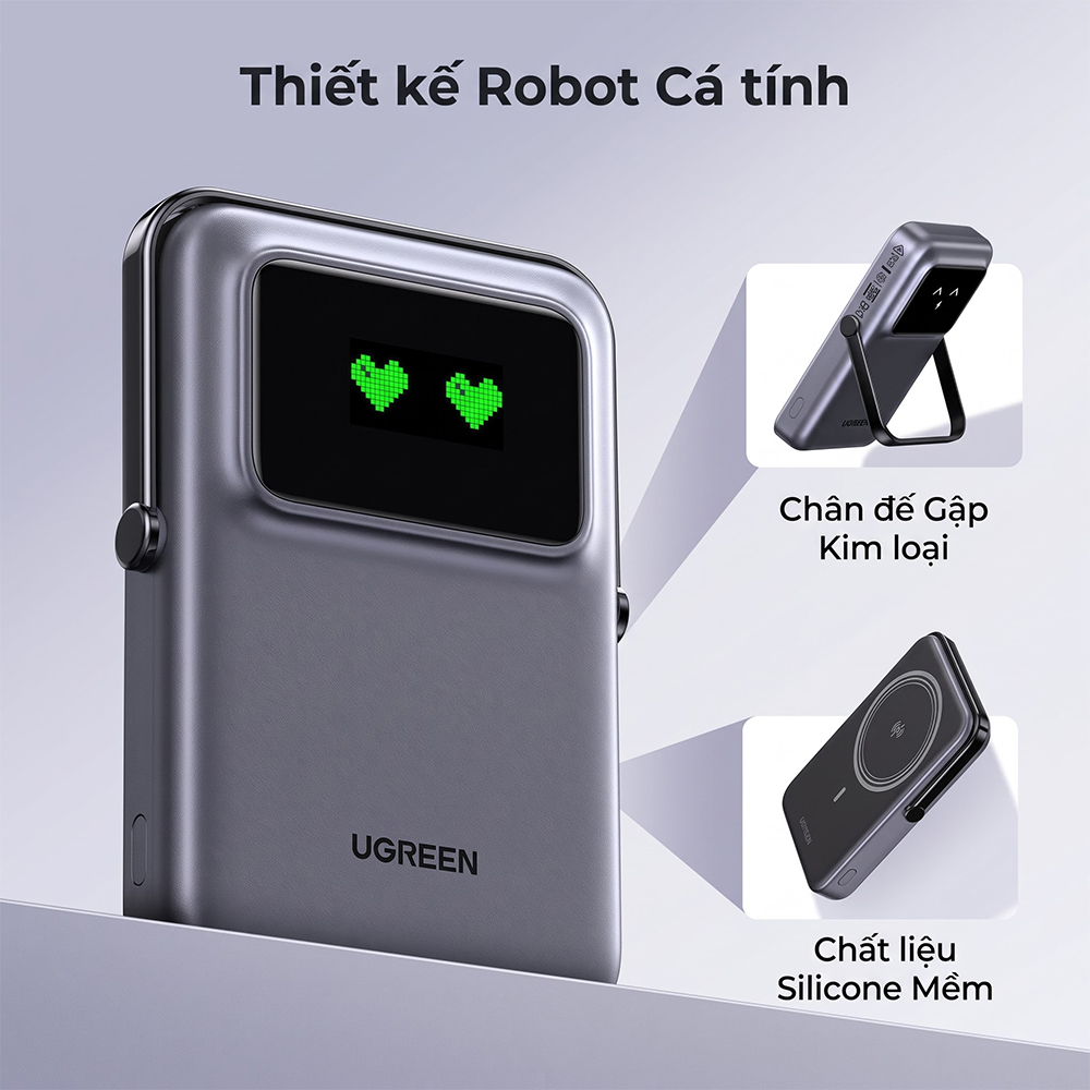 Sạc dự phòng từ tính Ugreen Uno Power Bank Magnetic Wireless 20W 10000mAh PB572 - Hàng chính hãng
