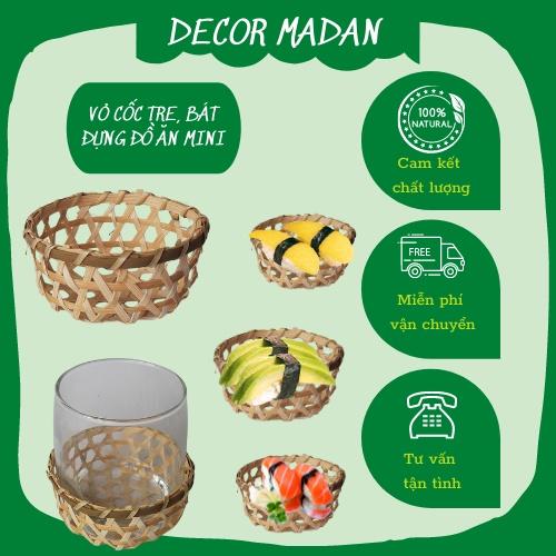 Lót cốc, vỏ cốc tre, khay đựng đồ ăn mini, đồ trang trí quán cafe - phụ kiện chụp ảnh decor - MADAN