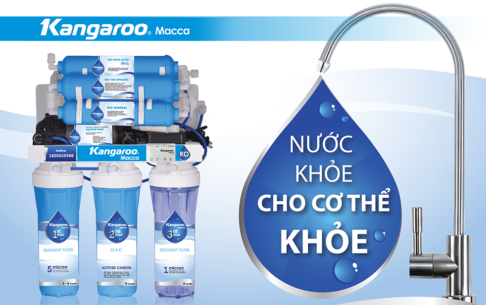 Máy Lọc Nước Kangaroo RO MACCA KGMC09VTU (9 lõi - vỏ tủ VTU màu xanh) - Hàng Chính Hãng