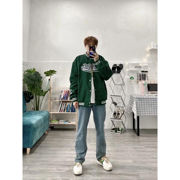 Áo khoác bomber dù xanh trendy-ảnh thật tại shop
