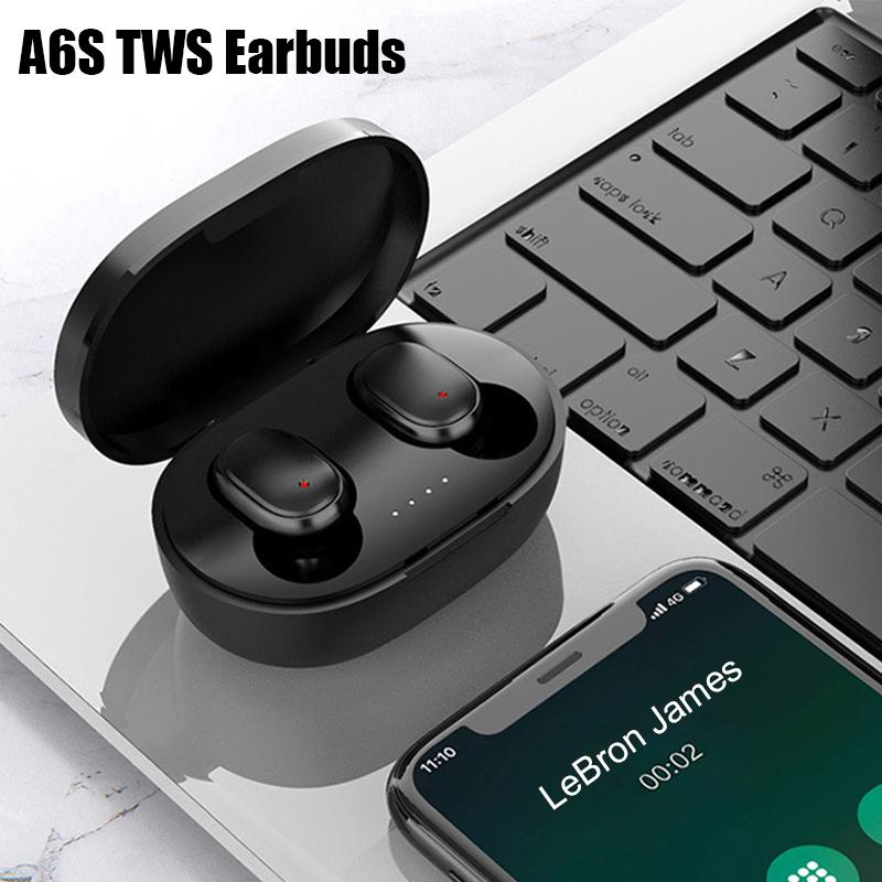 Tai nghe Bluetooth A6S TWS Fone Tai nghe không dây Tai nghe khử tiếng ồn Âm thanh nổi Tai nghe nhét tai có mic Tai nghe Bluetooth không dây Màu sắc: Đen Tai nghe nhét tai