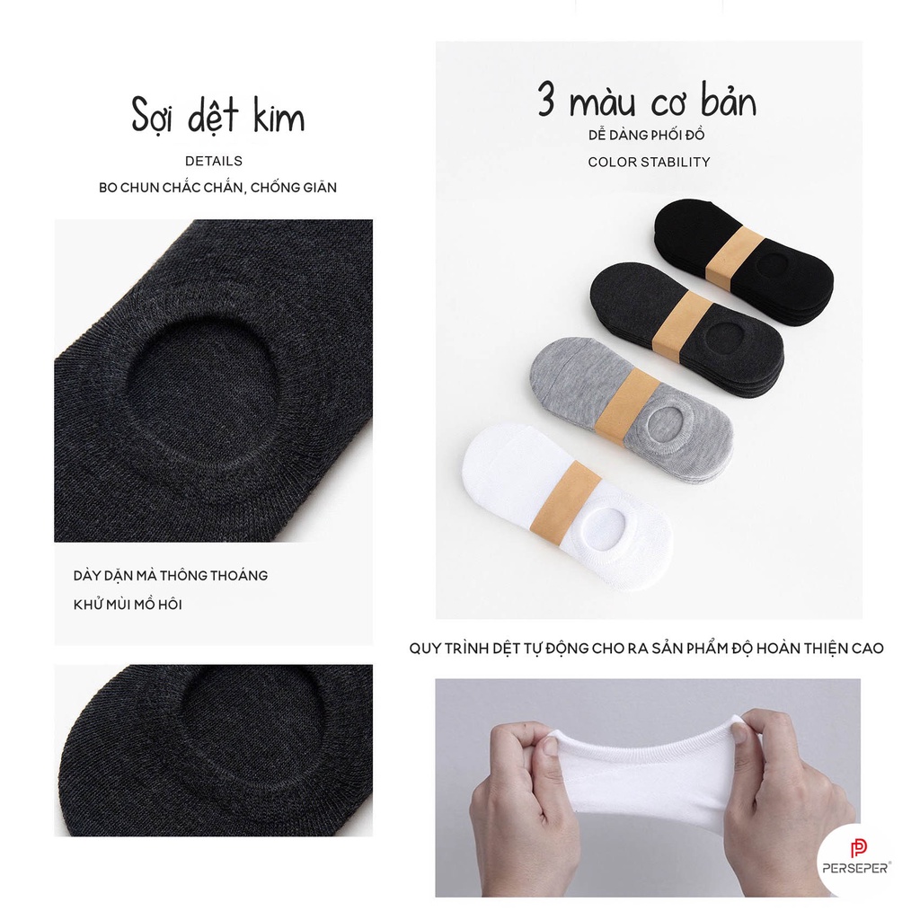 Set 3 đôi tất vớ lười nam chất liệu cotton co dãn 3 màu cơ bản (giao màu ngẫu nhiên)