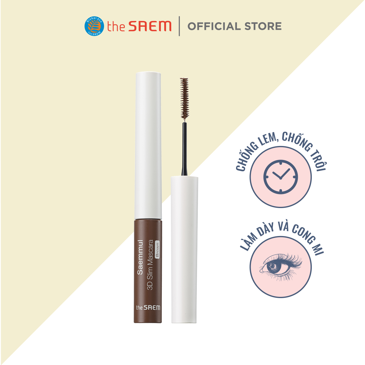 Mascara Làm Dày và Cong Mi the SAEM Saemmul 3D Slim Mascara - Brown 4g