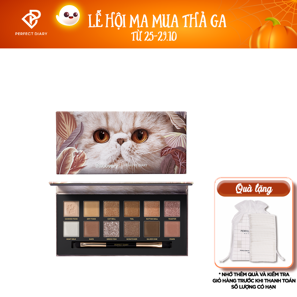 Bảng Phấn Mắt Perfect Diary Bảng Màu Mèo Cat 14g Kèm Cọ