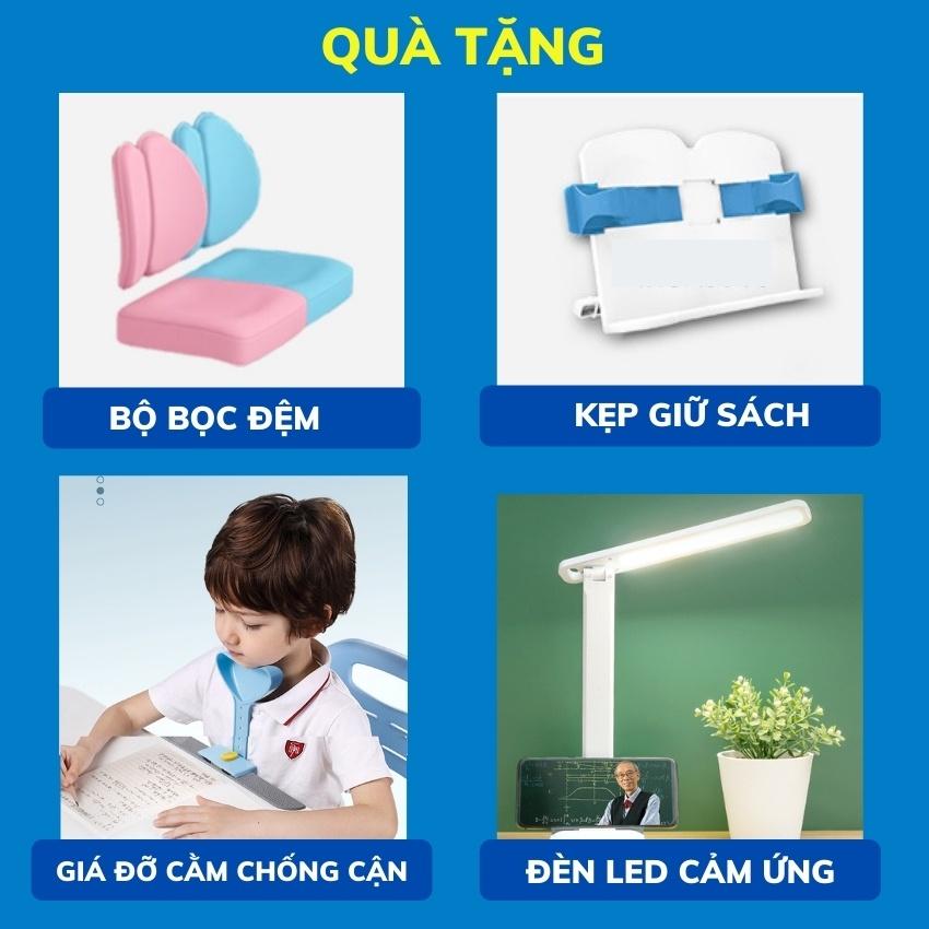 bàn học có giá sách cho bé Lumili R9 Premium chống gù chống cận, bàn học kèm kệ sách cho bé, phù hợp cho học sinh