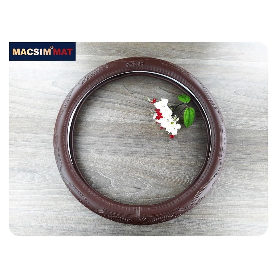 Bọc vô lăng cao cấp Macsim mã L611 chất liệu da thật - Khâu tay 100% size M màu be, mầu đen, mầu nâu