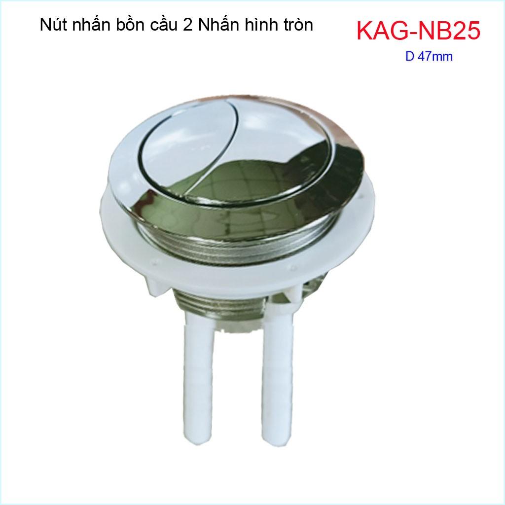 Nút 2 nhấn xả bồn cầu, nút nhấn cầu xả 2 nhấn tròn lỗ sứ D4.7-5cm, nút xả cầu KAG-NB25