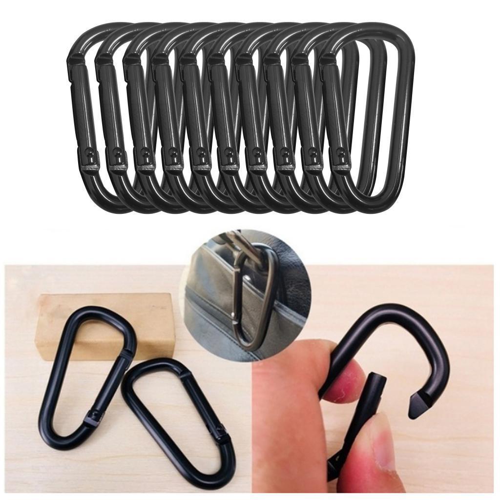 5x10Pcs/set D Shaped Aluminum Alloy Climbing Buckle Key Carabiner Clips Tool