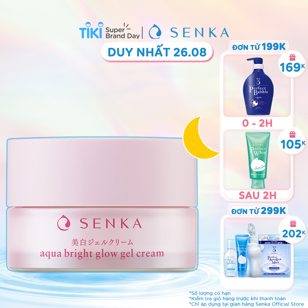 [HOT DEAL] Kem Dưỡng Da Trắng Hồng ban đêm Giảm Thâm Sạm Không Cồn dạng gel SENKA AQUA BRIGHT GLOW GEL CREAM 50g - 15538