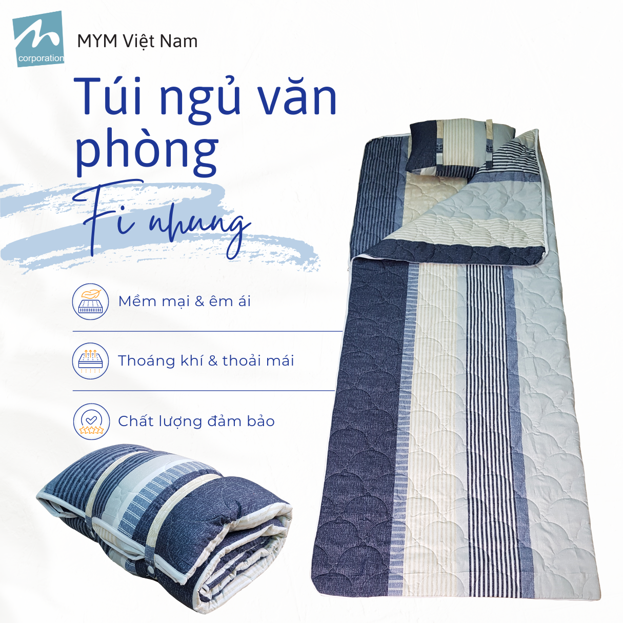 Túi Ngủ Văn Phòng Gấp Gọn MYM, Túi Ngủ Đi Phượt, Du Lịch, Dày Dặn (Khách Vui Lòng Chat Với Shop Để Chọn Mẫu)