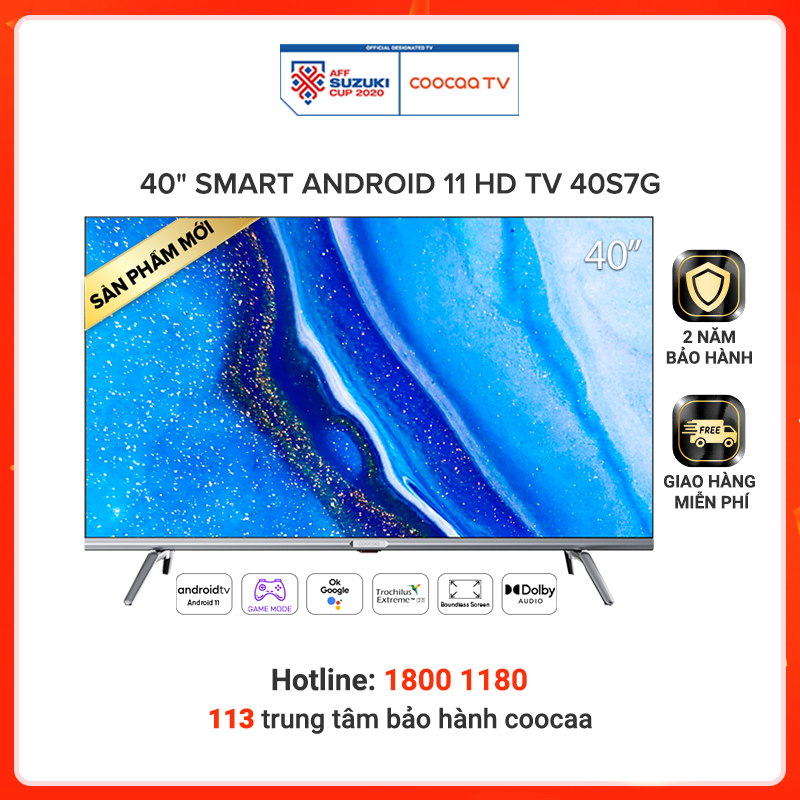 [SẢN PHẨM MỚI] SMART TV Coocaa 40 inch - Android 11 TV  Wifi Viền mỏng - Model 40S7G - Hàng chính hãng