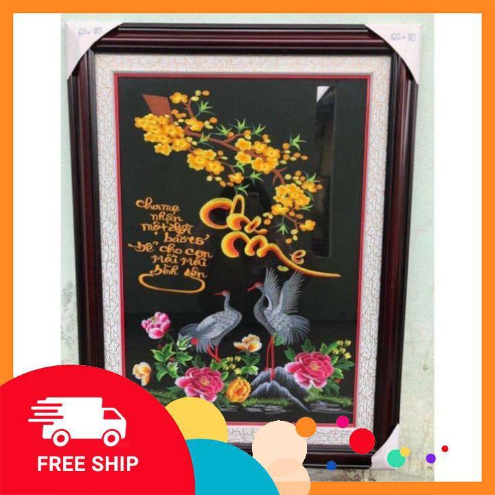 Tranh thêu  CHA MẸ thêu sẵn 70x50cm