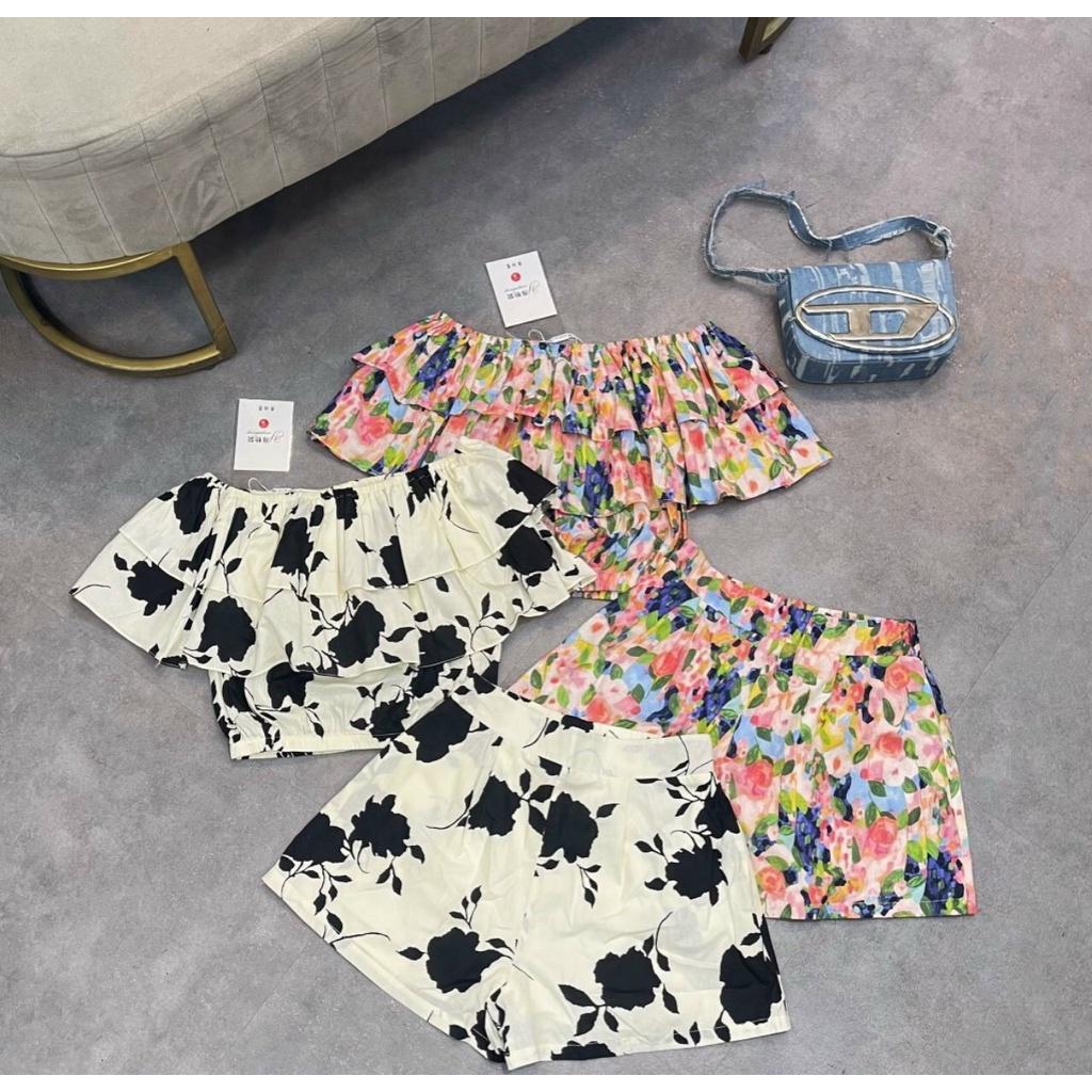 SET ĐI CHƠI, SET 2 MÓN ÁO CROPTOP RỚT VAI BÈO PHỐI QUẦN ĐÙI CỰC HOT