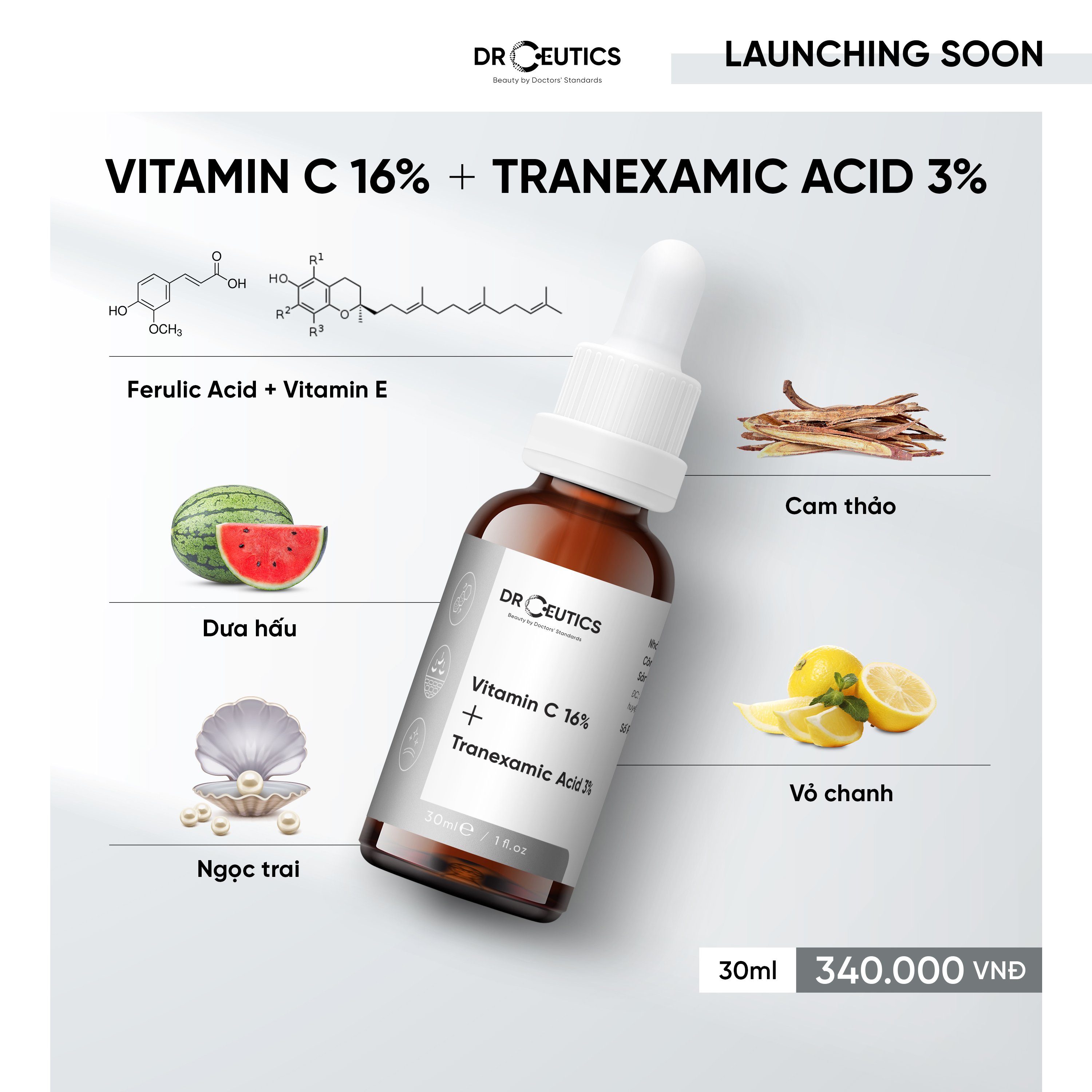 Tinh Chất Ngăn Ngừa Lão Hóa Và Làm Sáng Da Dr.Ceutics Vitamin C 16% + Tranexamic Acid 3% (30ml)