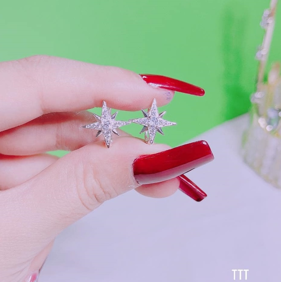 Bông tai bạc khoá bập thời trang chất liệu bạc s925 MS065b