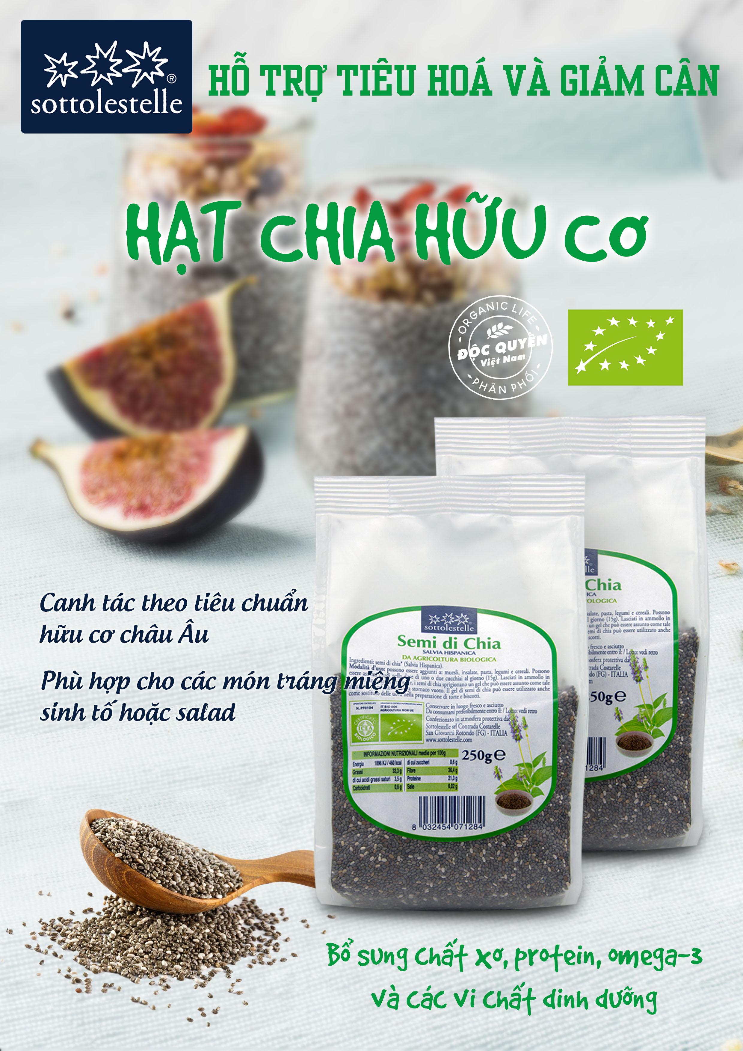 Hạt Chia hữu cơ 250g Sottolestelle Organic Chia Seeds