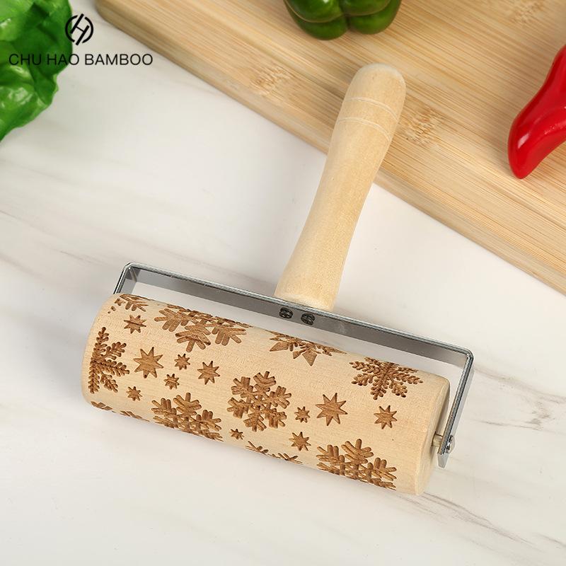 Giáng Sinh Nổi Gỗ Cán Dập Nổi Bánh Bột Con Lăn DIY Bếp Nướng Công Cụ Cho Hộ Gia Đình Làm Bánh Phụ Kiện