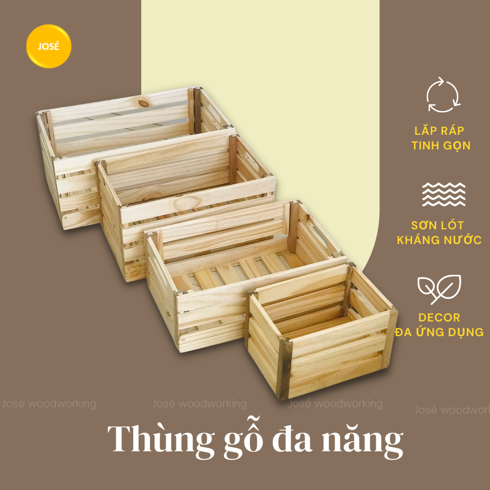 Hộp Gỗ Pallet Lắp Ráp, Thùng Gỗ Pallet Đựng Đồ Đa Năng Gia Công Tiêu Chuẩn Nội Thất Nhiều Kích Thước