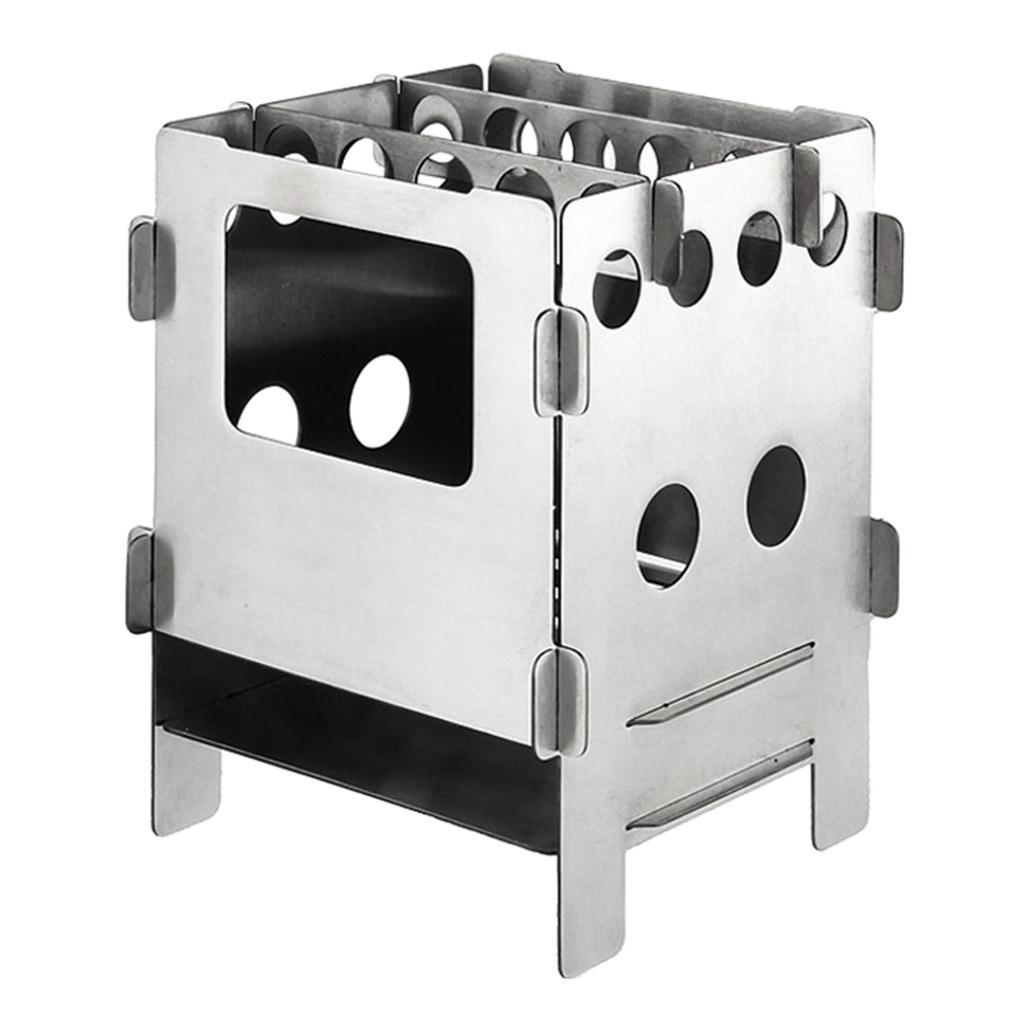 Ultra-light Outdoor Cooking Pocket Stove Backpacking Camping Folding Wood Stove Stainless Steel/ Titanium Materials