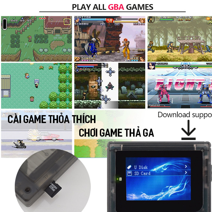 Máy chơi game chạy được GBA GBC GB có thể chép thêm game - Hàng nhập khẩu