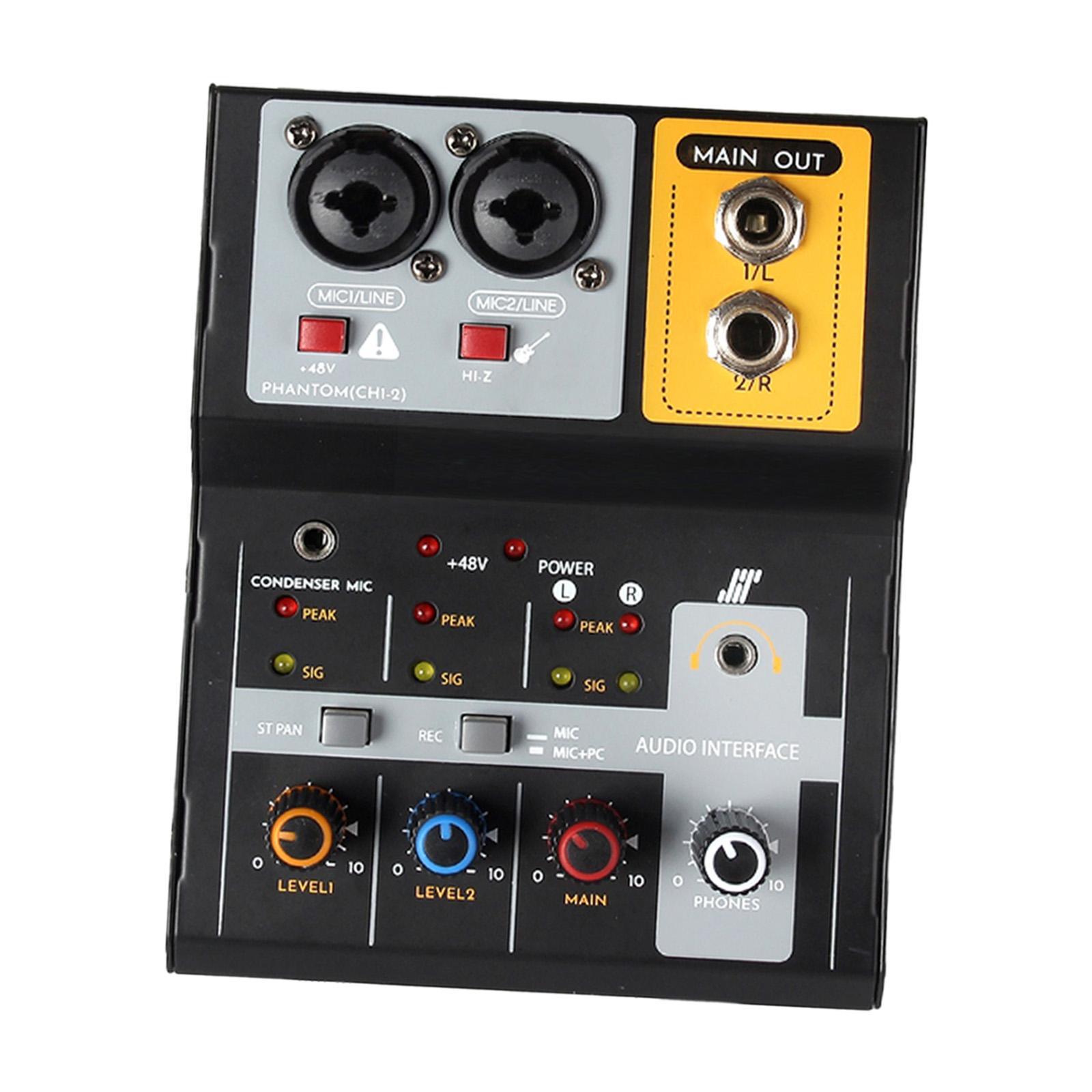 Mini Audio Mixer 48V Mini Sound Board Console for Live KTV
