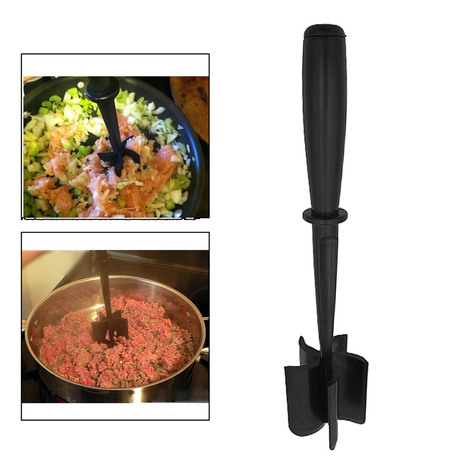 Plastic Meat/Potato Masher Safe for Non-Stick Cookware, Pack of 1, Black ,Hamburger Chopper Utensil