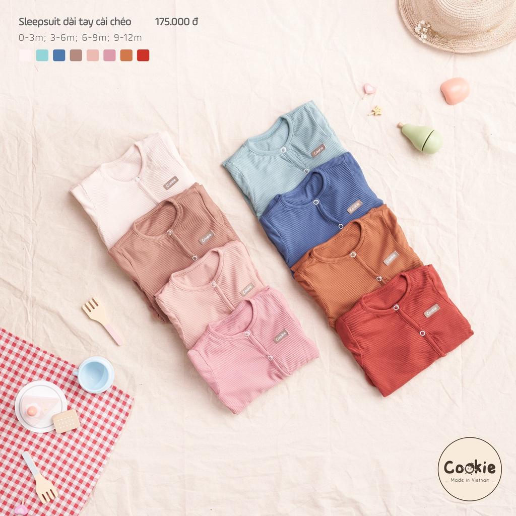 Body Có Tất Cookie/ Bộ SleepSuit Cookie Dài Tay Cài Chéo Liền Tất Chất Cotton Tăm Mềm Mại