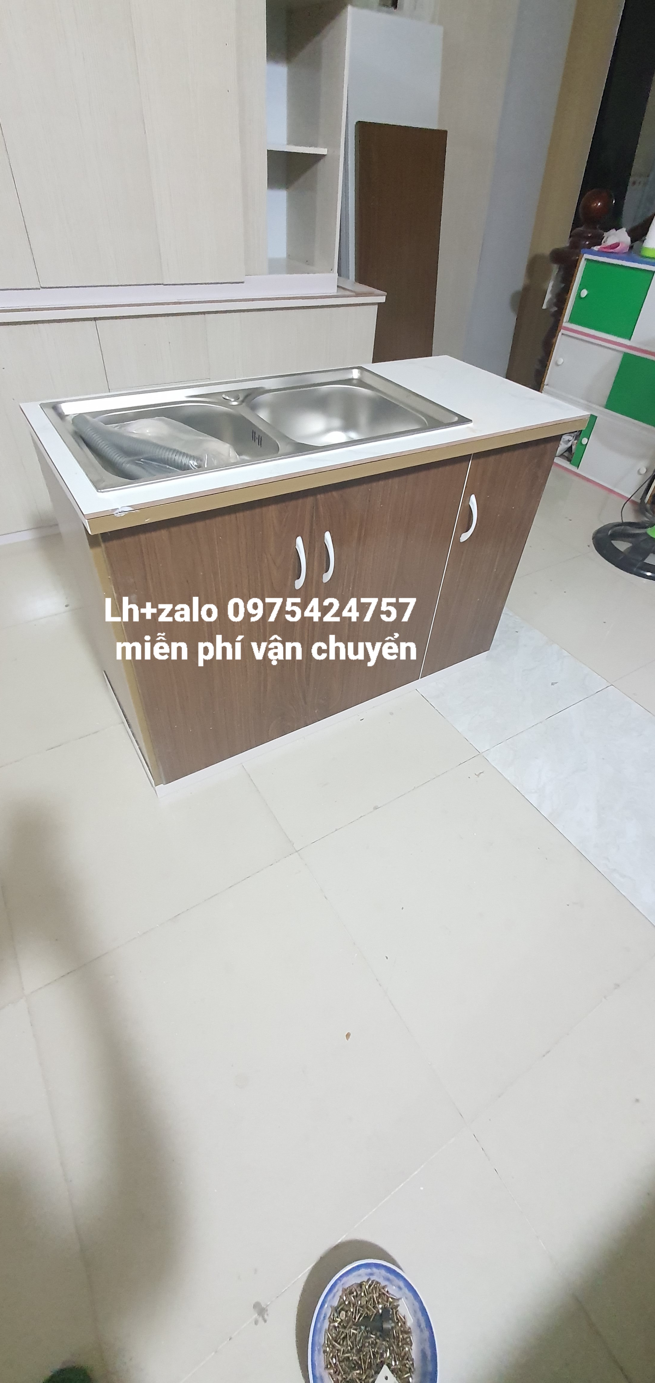 Tủ bếp sẵn bồn đôi nhựa đài loan