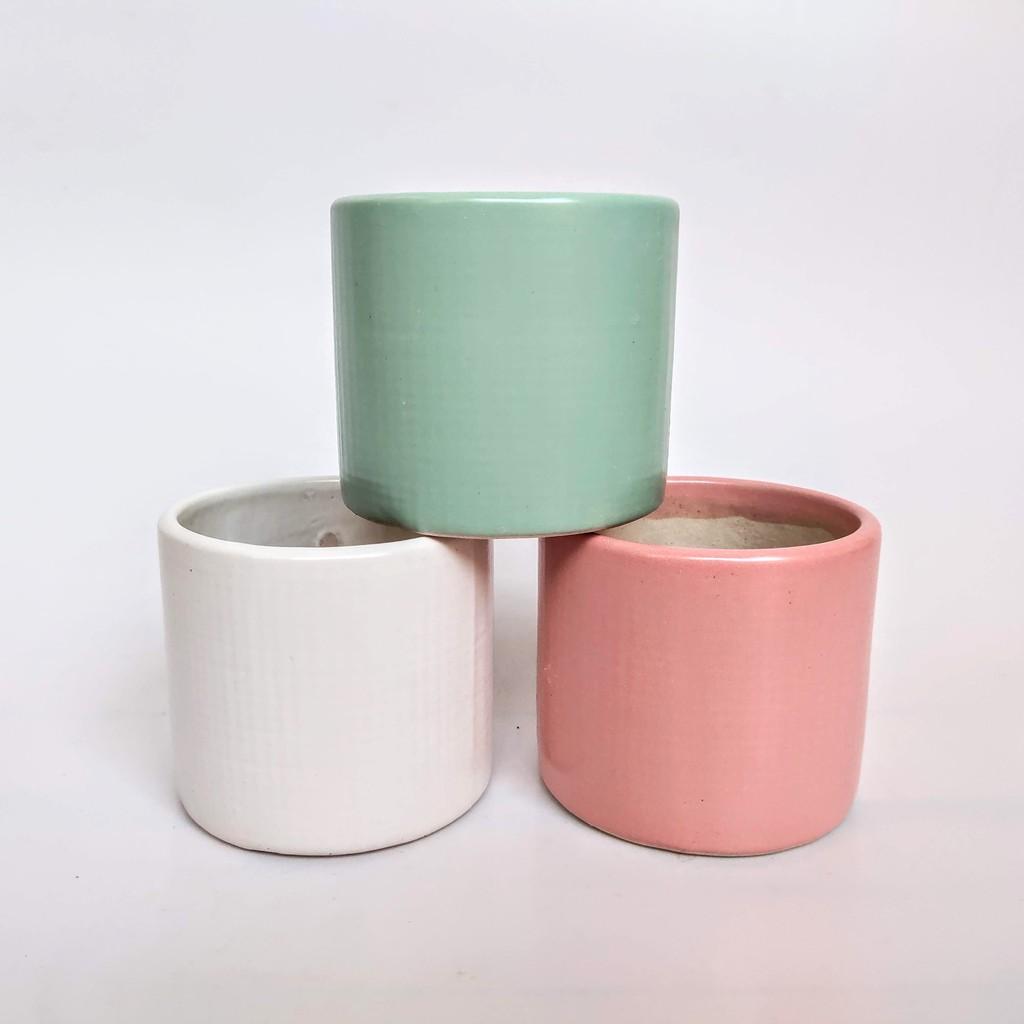 Chậu sứ trụ men lạnh siêu xinh. Chậu sứ men lạnh 8 cm, phù hợp trồng sen đá, xương rồng, cẩm nhung, cây mini