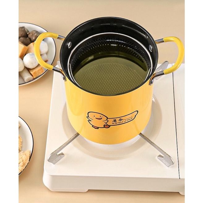 Nồi chiên ngập dầu con vịt vàng kèm rổ lọc dầu siêu cute - Nồi chiên gà rán, khoai tây hình con vịt vàng 18cm