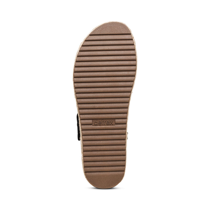 Sandal sức khỏe nữ Aetrex Vania Cream - giày cao 5p đệm memory foam