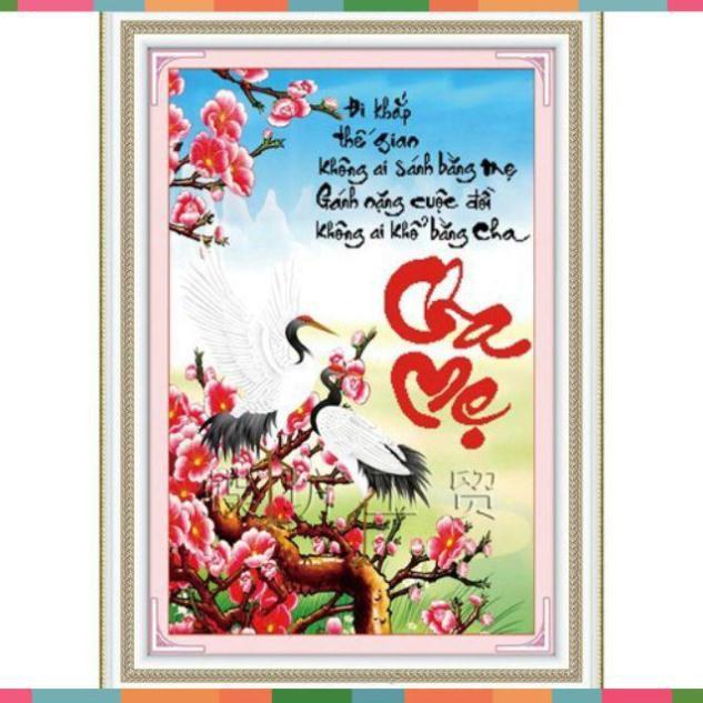 Tranh đính đá Cha mẹ kt 50*73cm