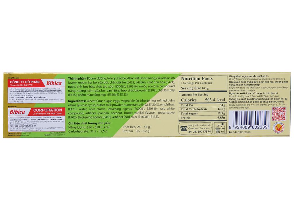 Bánh bông lan Hura Deli Cốm - Dừa Bibica Túi 168g