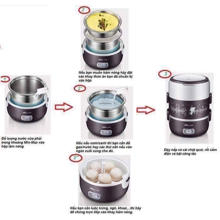 Cà mèn ️️ Cặp lồng ủ cơm 3 tầng inox cắm điện Star