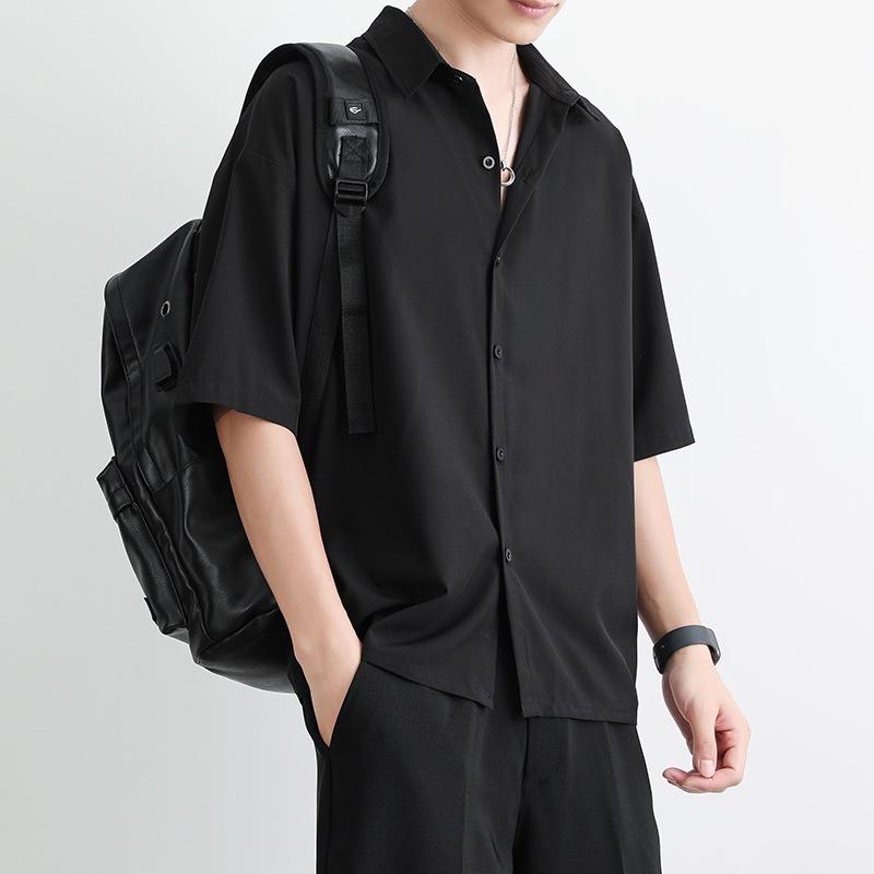 Áo sơ mi tay ngắn nam nữ Menswear sơ mi cổ vest unisex tay lỡ, chất vải lụa mịn chống nhăn