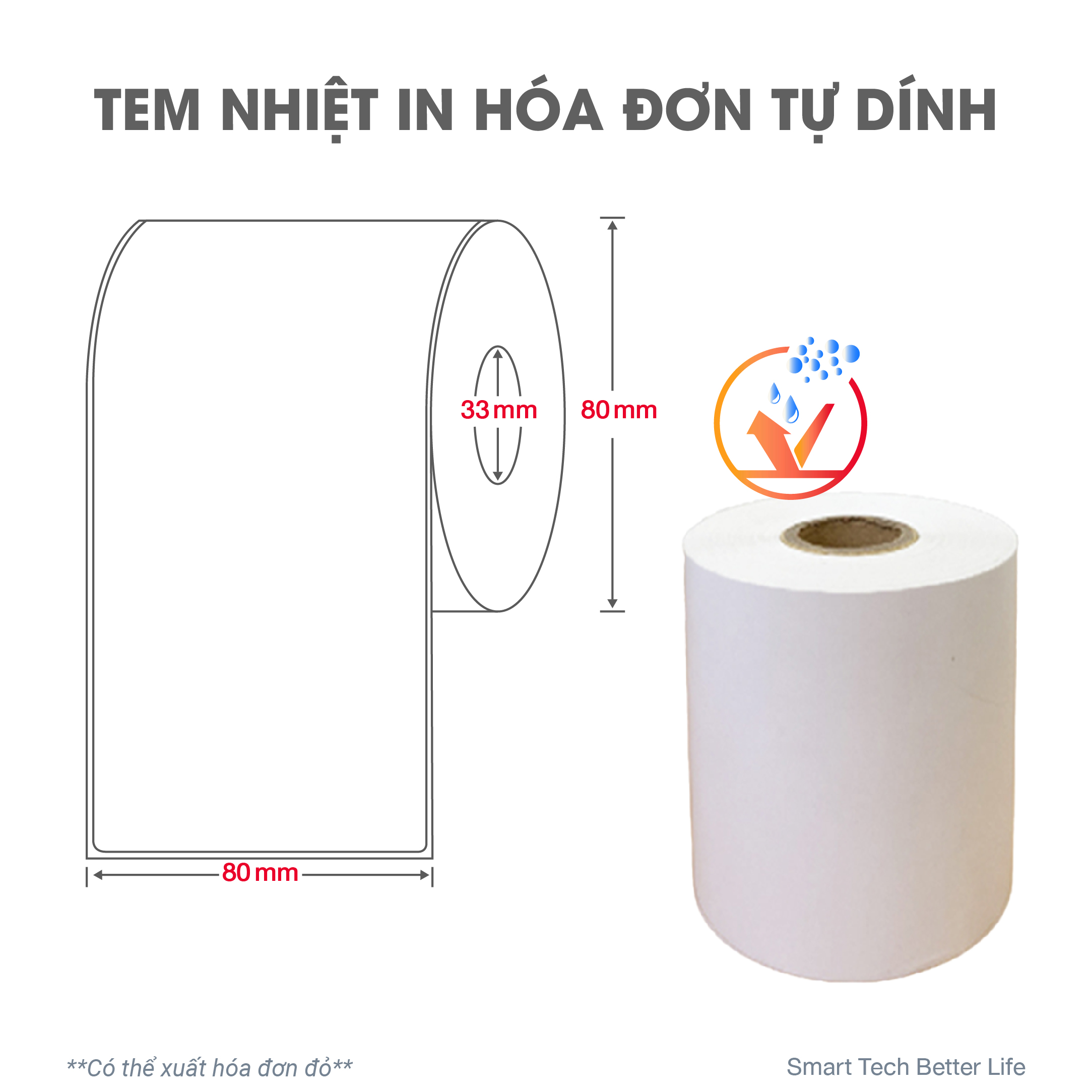 CUỘN LẺ - Tem nhiệt K80 liên tục, tem in đơn TMĐT, Giấy in hóa đơn tự dính 80mm xuyên suốt - Hàng chính hãng