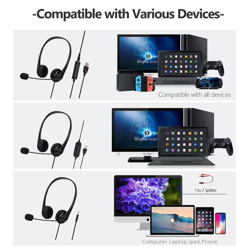 3.5Mm/Giao Tiếp USB Gắn Đầu Tai Nghe Chơi Game Máy Tính Laptop Máy Tính Earphon Có Micro Có Dây Tai Nghe Âm Thanh Nổi