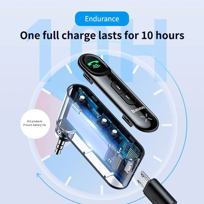 Bộ Bluetooth Receiver dùng cho xe hơi Baseus Qiyin AUX ( Car AUX 3.5mm Bluetooth Receiver/ Adapter) hàng chính hãng
